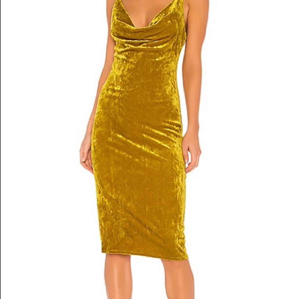 Bcbg yellow “velvet” dress
